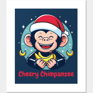 Cheery Chimpanzee Christmas Posters and Art